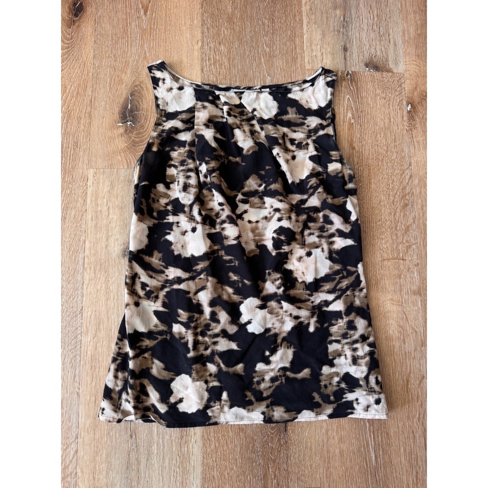 Halogen Black Tan Abstract Silkโ Womens Sleeveless Blouse Size XS